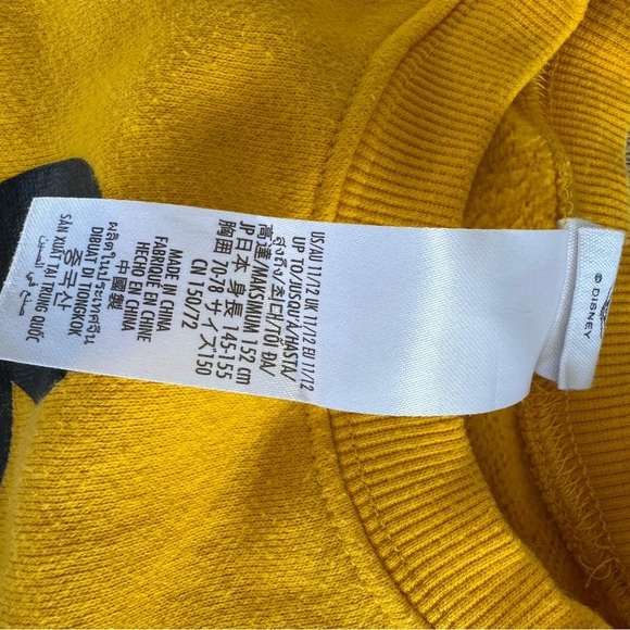 Disney Mickey Mouse Crew Neck Sweatshirt Yellow Size 11/12 - Picture 3 of 5